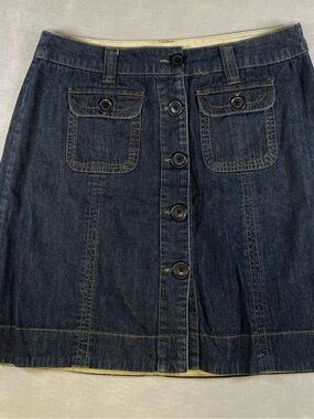 Natural Reflections Dark Blue Button-Front Denim Mini Skirt
